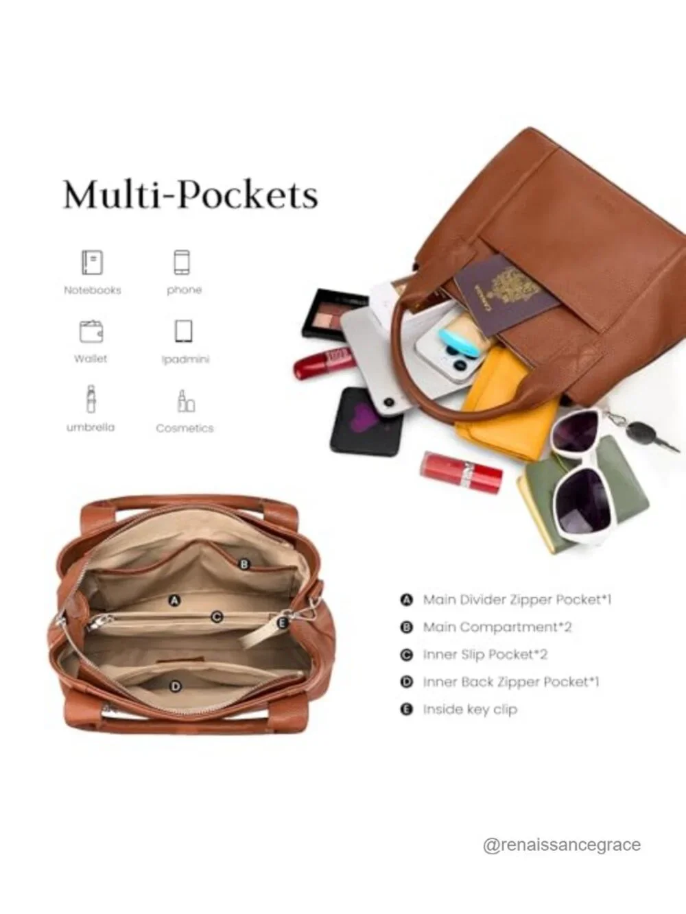 Genuine Leather Satchel Tote Crossbody Bag Women Soft Handbag Purse with Zipper